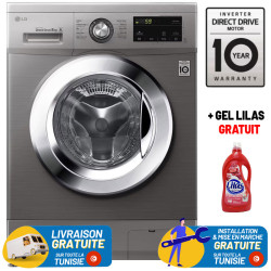 Lave linge Frontale LG FH2J3TNG5P 8Kg / DIRECT DRIVE / SILVER / + Gel LILAS Gratuit
