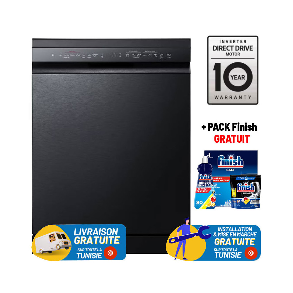 LAVE VAISSELLE  LG 14 Couverts MIDDLE BLACK / DFC425FM + PACK Finish GRATUIT