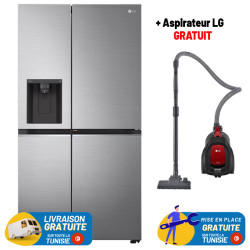 Réfrigérateur LG No Frost SIDE BY SIDE INVERTER 617 Litres / Silver + Aspirateur LG GRATUIT