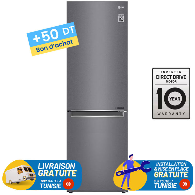 REFRIGERATEUR LG 341 Litres No Frost PLATINUM SILVER + 50DT Bon d'achat