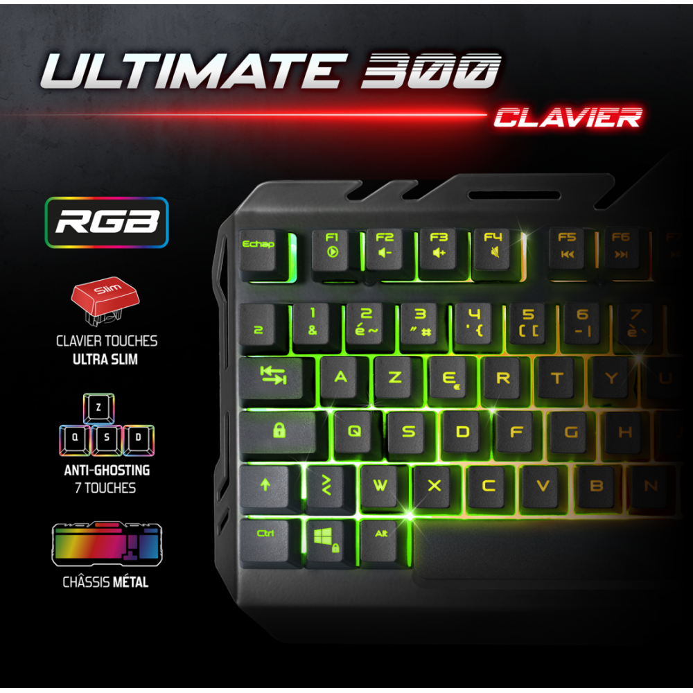 Pack Gaming Spirit Of Gamer ULTIMATE 300 4EN1 clavier / souris / tapis / casque
