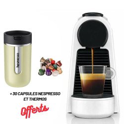 Machine à café Nespresso D30 / BLANC AVEC Thermos + 30 Capsules Nespresso Offertes