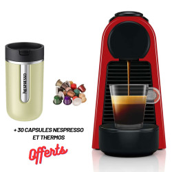 Machine à café Nespresso D30 / Rouge AVEC Thermos + 30 Capsules Nespresso Offertes