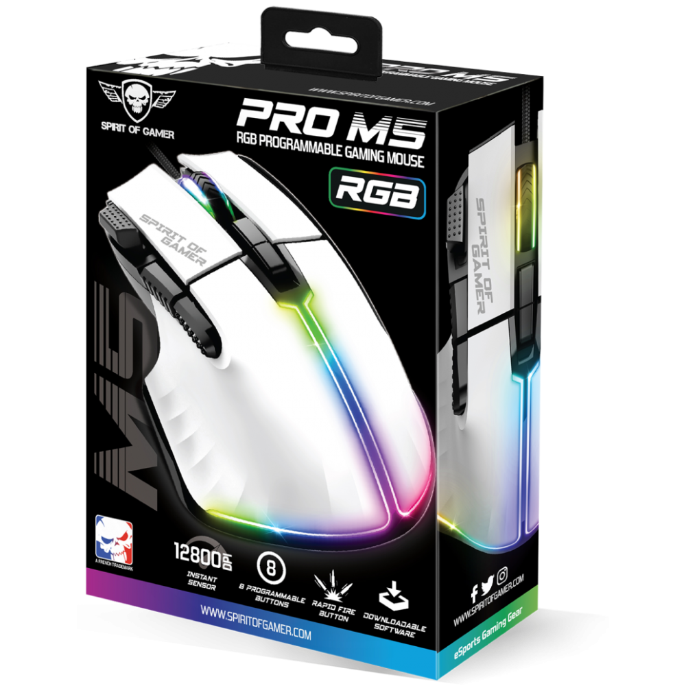 Souris Gaming Spirit Of Gamer PRO-M5 / RGB / Blanc