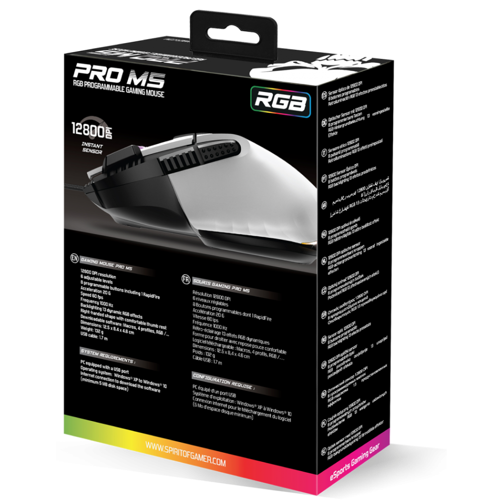 Souris Gaming Spirit Of Gamer PRO-M5 / RGB / Blanc