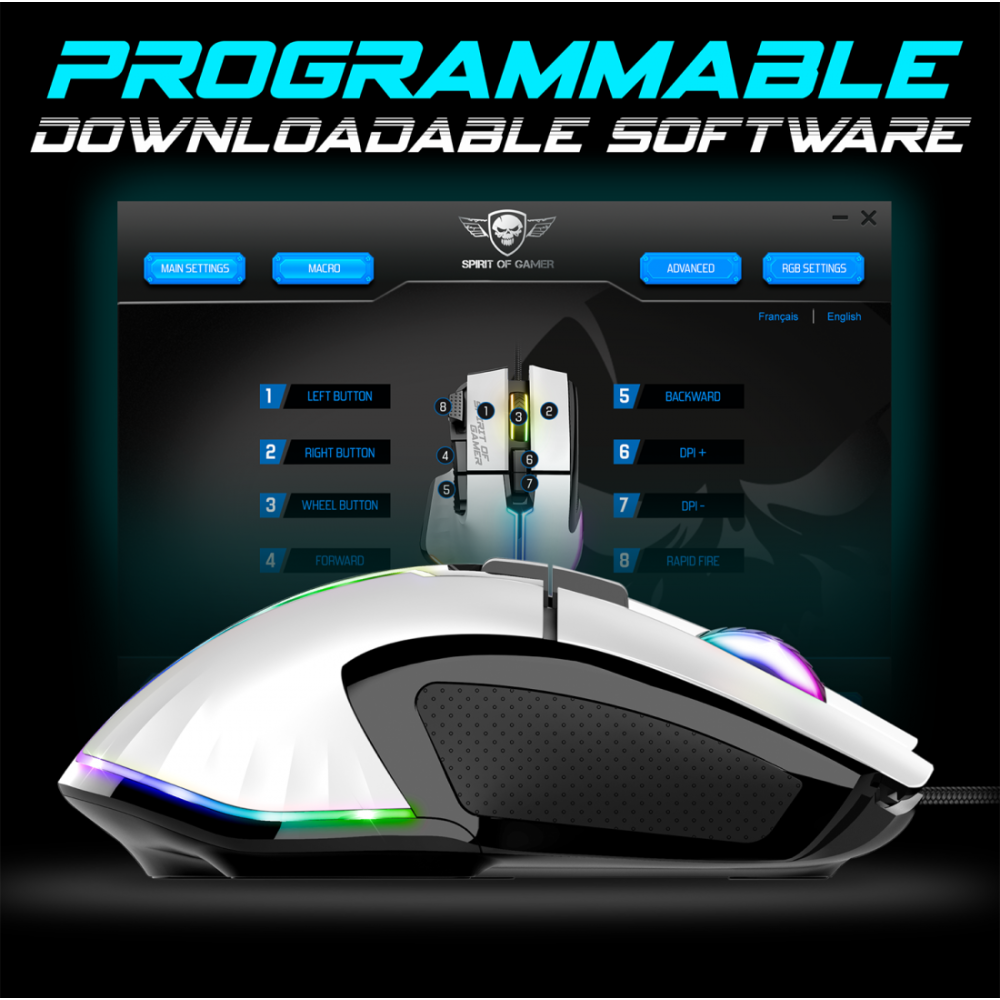 Souris Gaming Spirit Of Gamer PRO-M5 / RGB / Blanc
