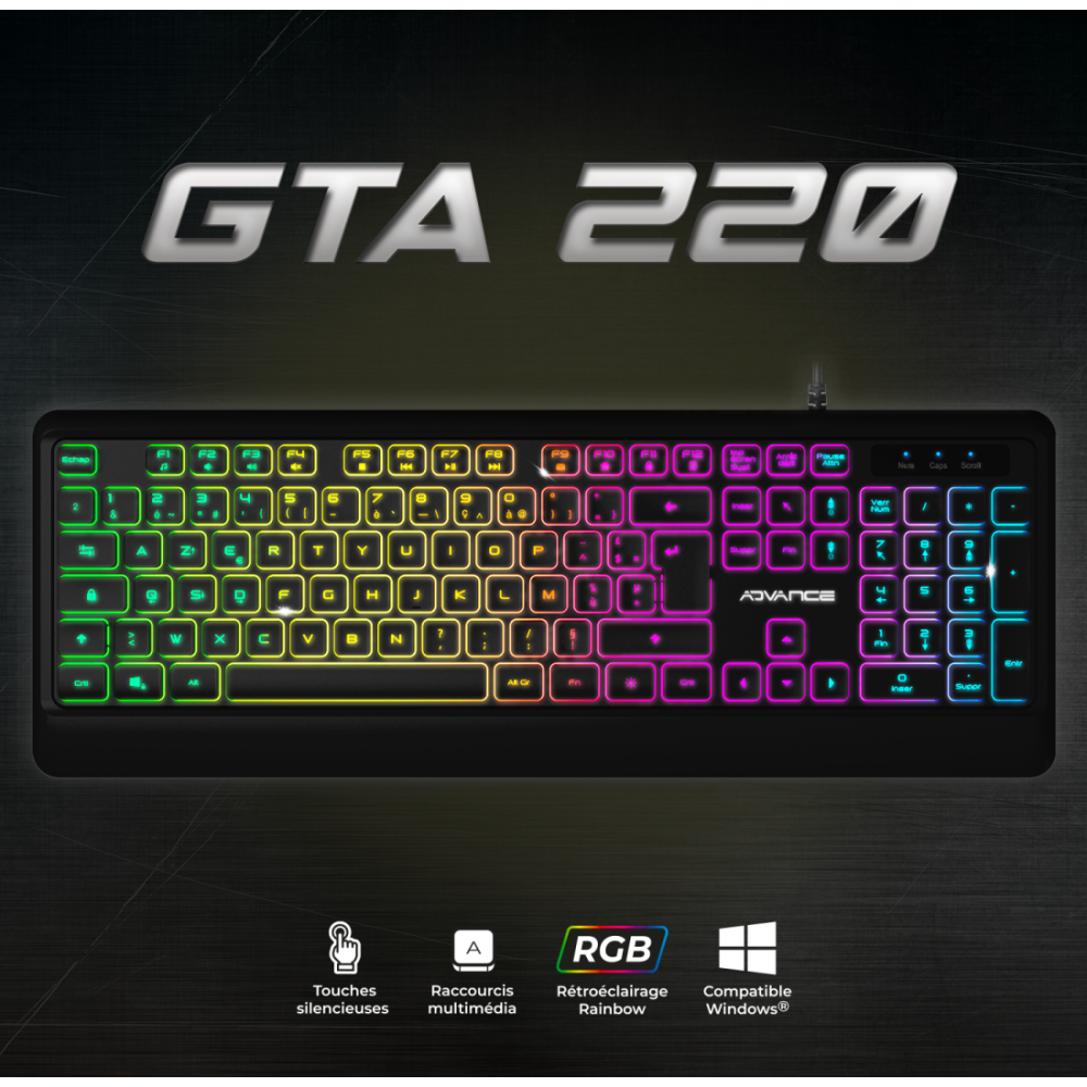 Clavier ADVANCE Gaming RGB Rainbow / Noir