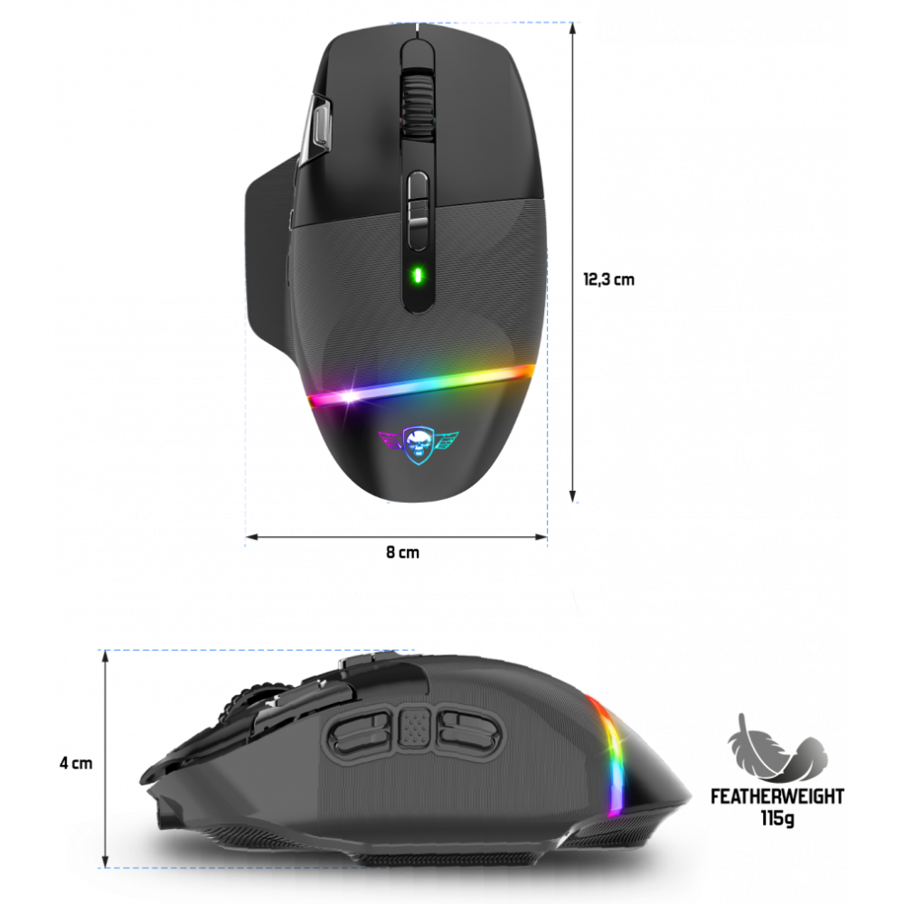 Souris Gamer Sans Fil SPIRIT OF GAMER XPERT-M800 RGB / Noir