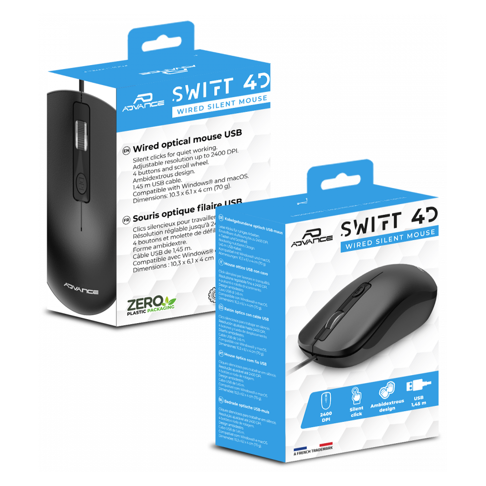 Souris filaire Advance SWIFT 4D 2400 DPI / Noir