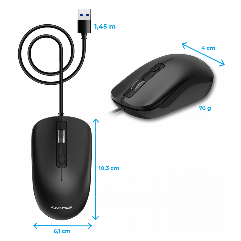 Souris filaire Advance SWIFT 4D 2400 DPI / Noir