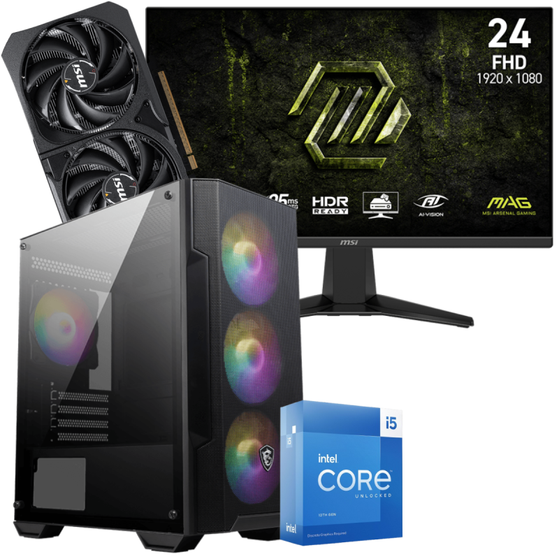 Setup Gamer Special Pc de Bureau Gaming / i5-13600KF / RTX 5060 8G / 32 Go Avec Écran Gaming MSI MAG 245F X24 24" Full HD IPS / 240 Hz