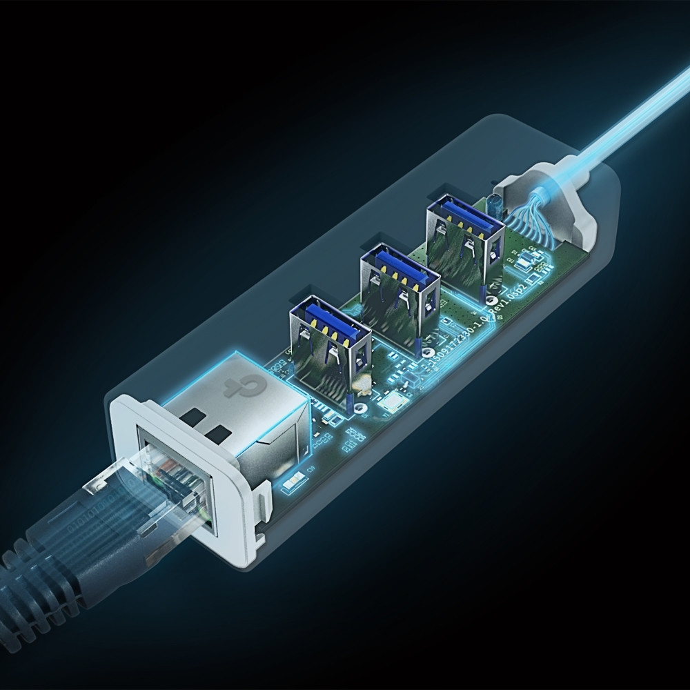 Adaptateur réseau TP-LINK USB Type C vers Gigabit avec Hub USB3.0 de 3 ports