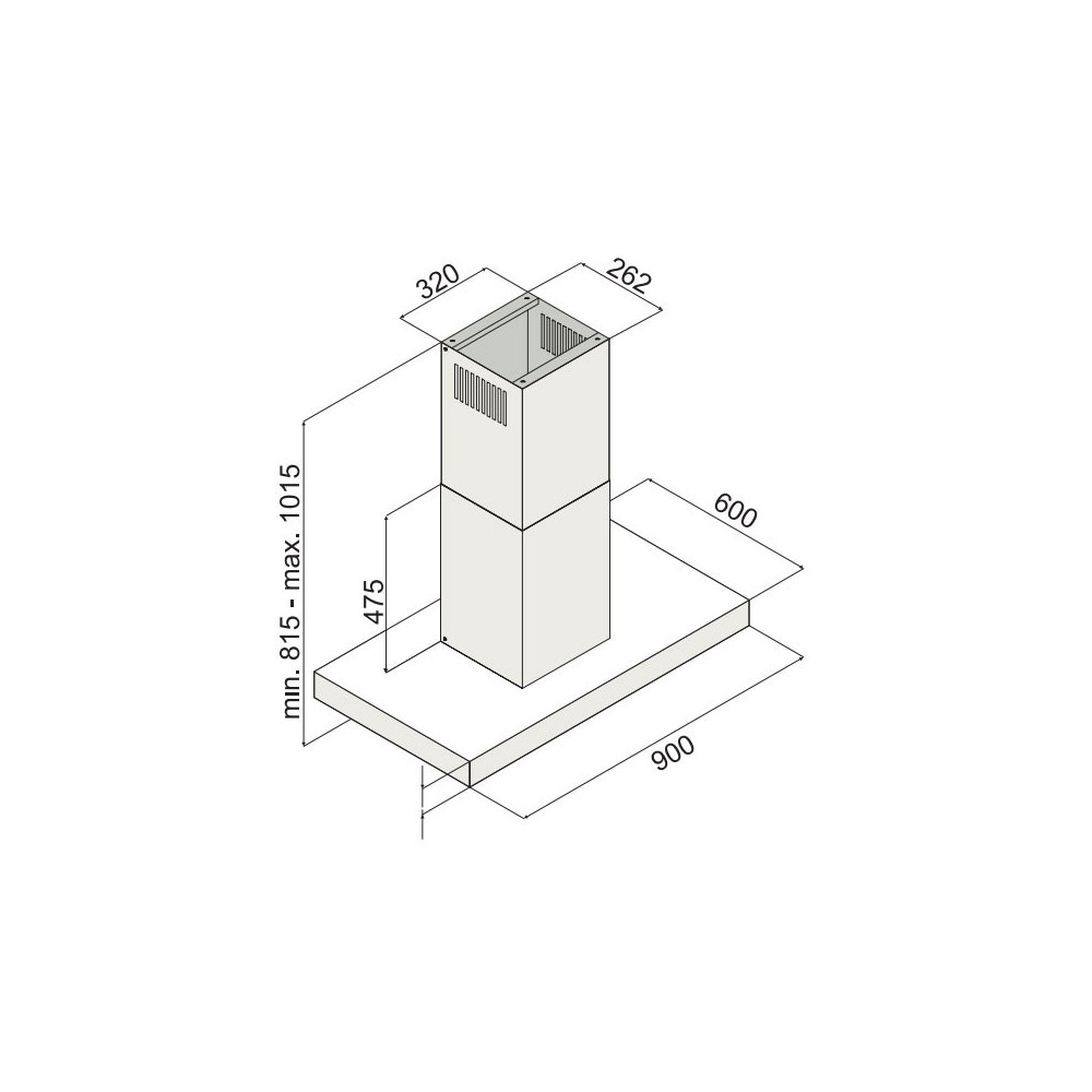 HOTTE CENTRALE FOCUS 90CM / INOX