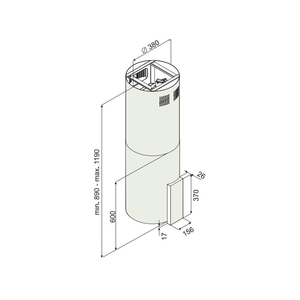 HOTTE CENTRLE TUBE FOCUS 39cm / INOX