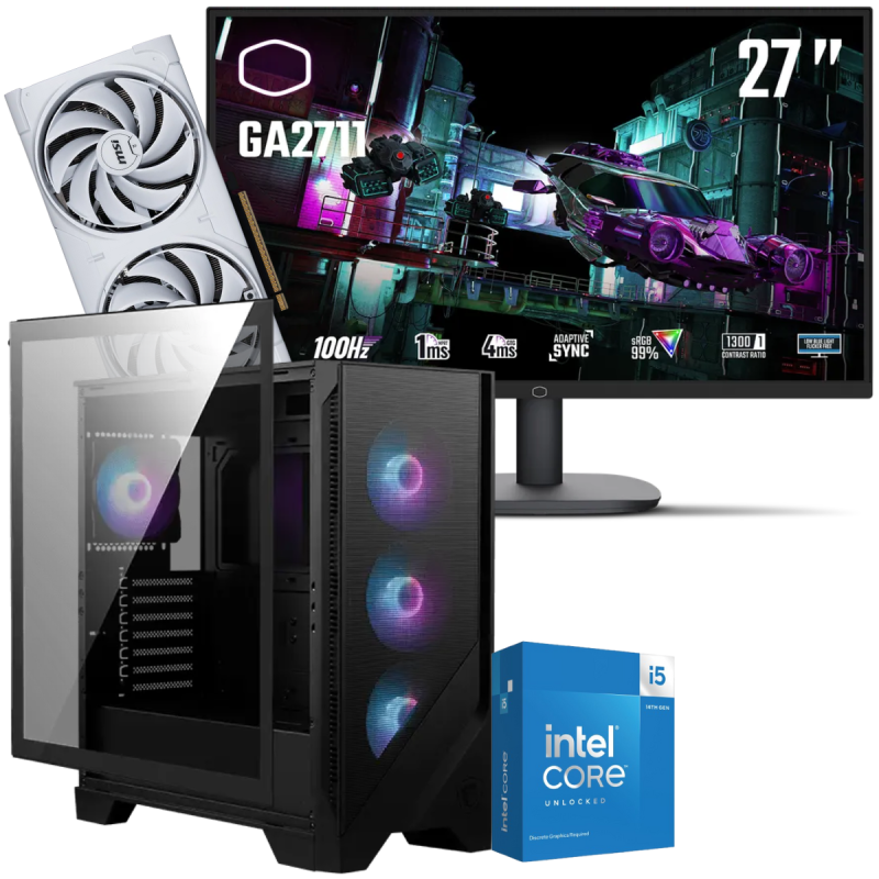 Setup Gamer Special Pc de Bureau Gaming / i5-14600KF / RTX 5070 12G / 32 Go Avec Écran Gaming Cooler Master 27" 2K QHD IPS / 100 Hz