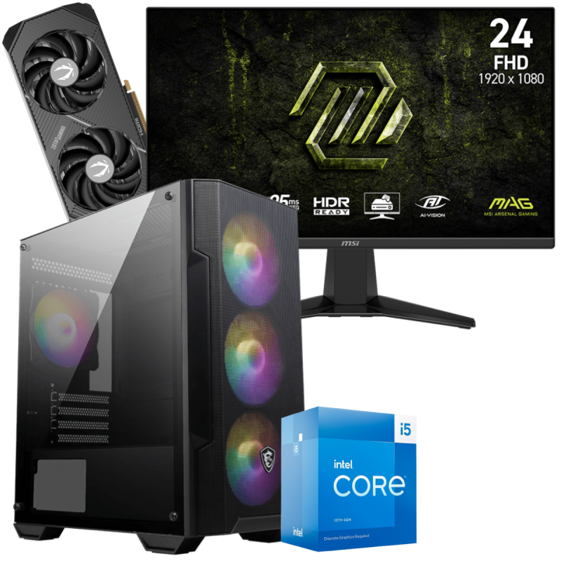 Setup Gamer Special Pc de Bureau Gaming / i5-13400F / RTX 5070 12G / 32 Go Avec Écran Gaming MSI MAG 245F X24 24" Full HD IPS / 240 Hz