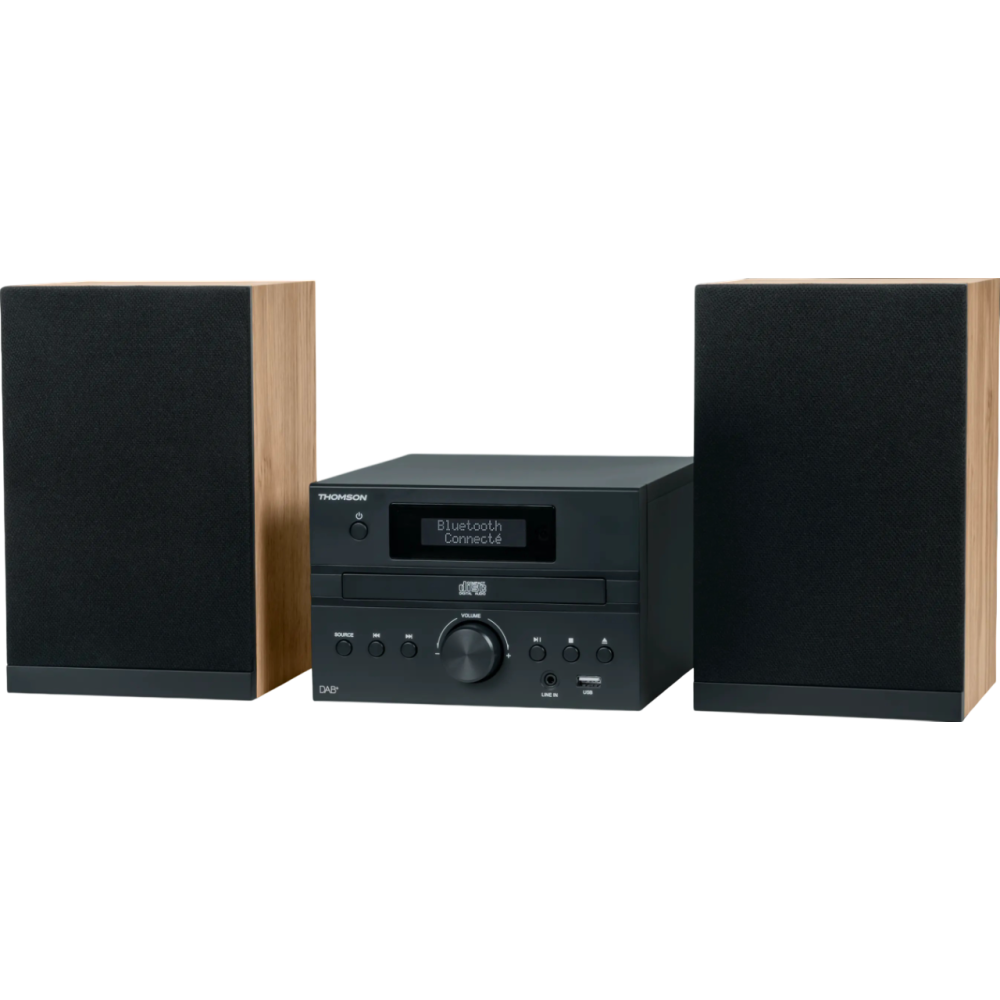 Micro-chaîne Bluetooth THOMSON Radio FM/CD/MP3/USB / Bois/Noir