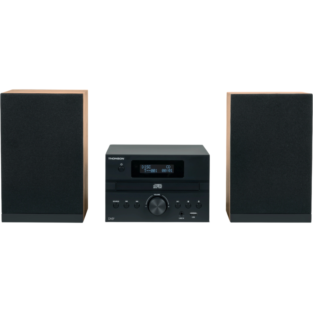 Micro-chaîne Bluetooth THOMSON Radio FM/CD/MP3/USB / Bois/Noir