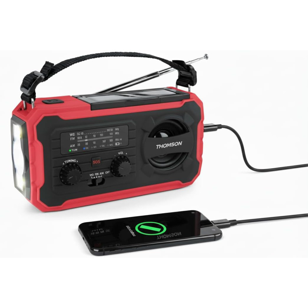 Radio solaire d’urgence longue durée RT280G THOMSON / Rouge