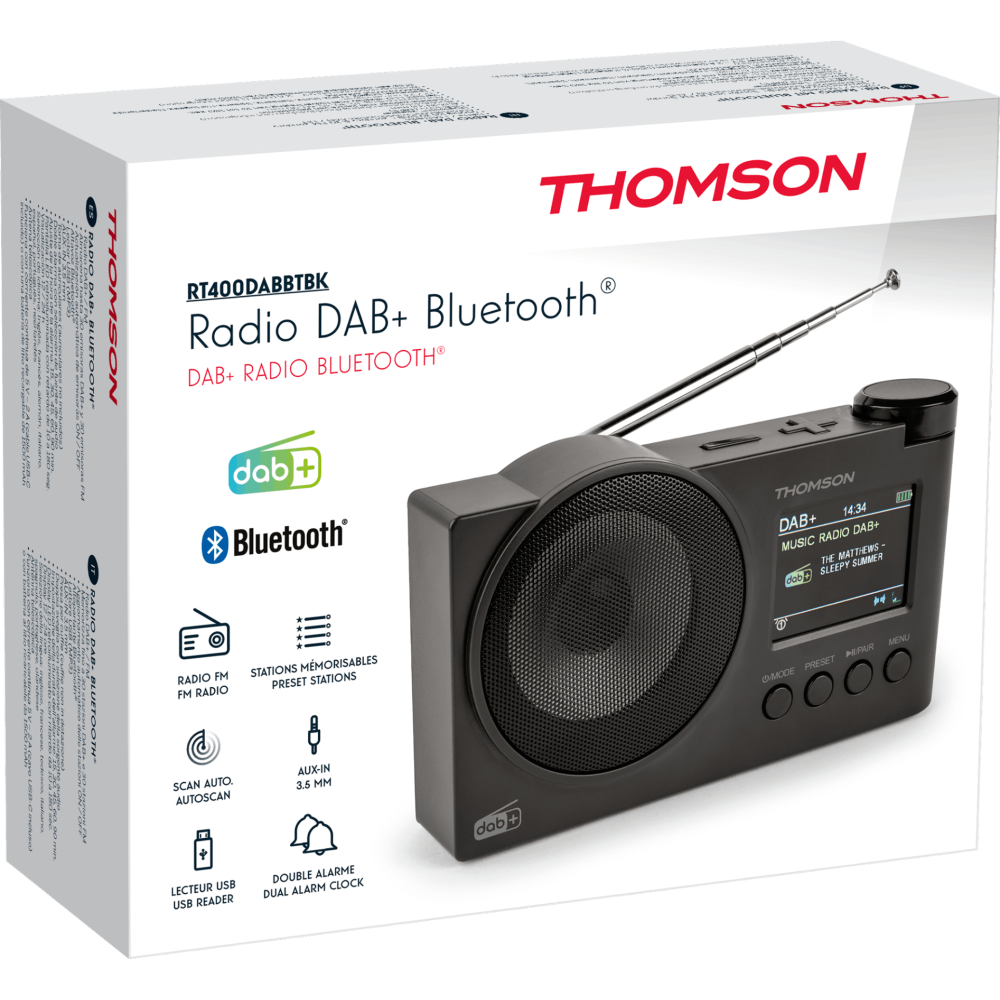 Radio DAB+ Bluetooth - RT400DABBTBK THOMSON / Noir
