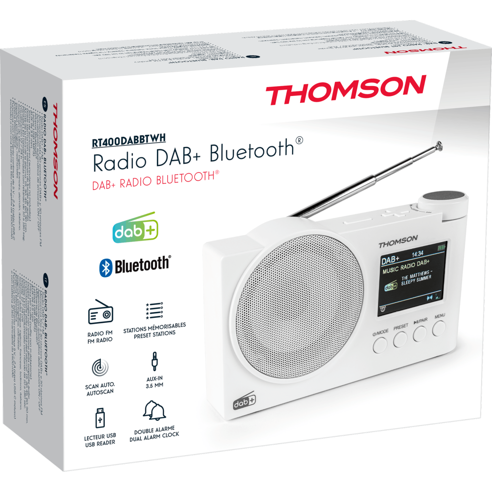 Radio DAB+ Bluetooth - RT400DABBTWH THOMSON / Blanc
