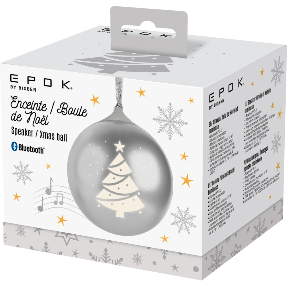 Boule de Noël lumineuseavec enceinte - XMASBALLSILV EPOK BIGBEN / Silver