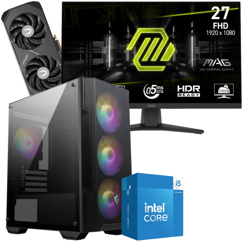 Setup Gamer Special Pc de Bureau Gaming / i5-14400F / RTX 5070 12G / 32 Go Avec Écran Gaming MSI MAG 272F 27" Full HD IPS / 200 Hz