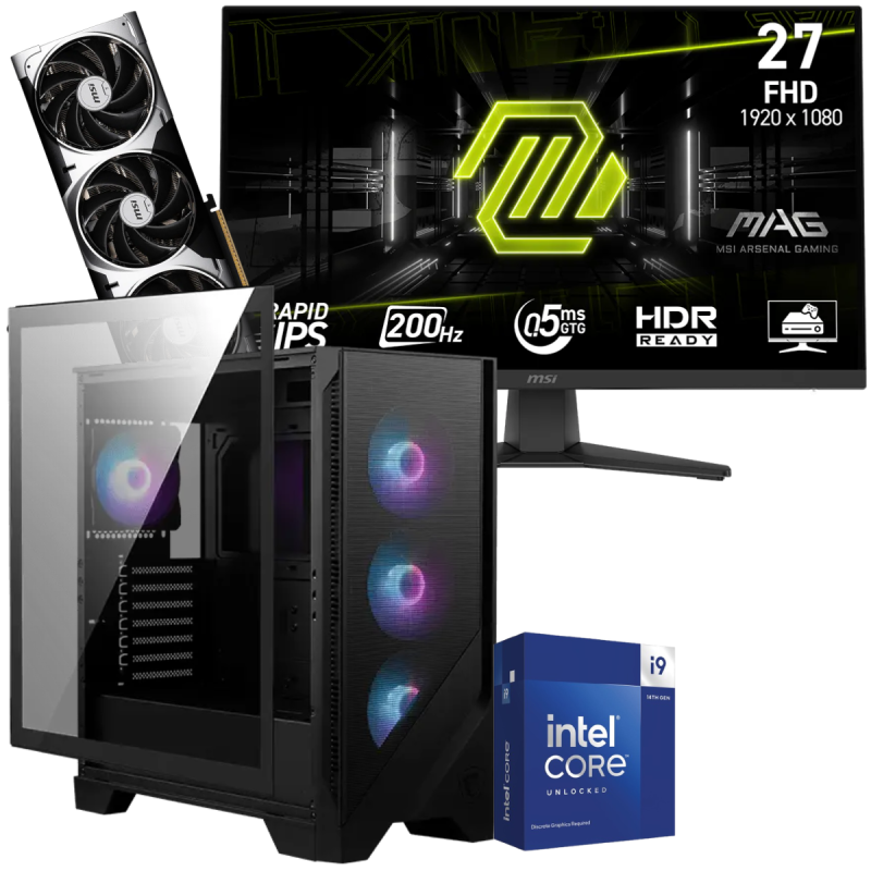 Setup Gamer Special Pc de Bureau Gaming / i9-14900KF / RTX 5070 12G / 32 Go Avec Écran Gaming MSI MAG 272F 27" Full HD IPS / 200 Hz