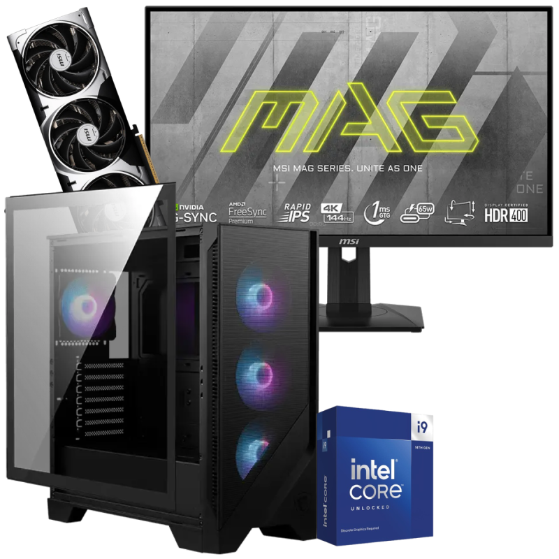 Setup Gamer Special Pc de Bureau Gaming / i9-14900KF / RTX 5070 12G / 64 Go Avec Écran Gaming MSI MAG 274UPF E2 27" 4K UHD IPS / 160 Hz