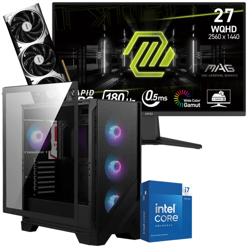 Setup Gamer Special Pc de Bureau Gaming / i7-14700KF / RTX 5070 12G / 32 Go Avec Écran Gaming MSI MAG 275QF 27" WQHD IPS / 180 Hz