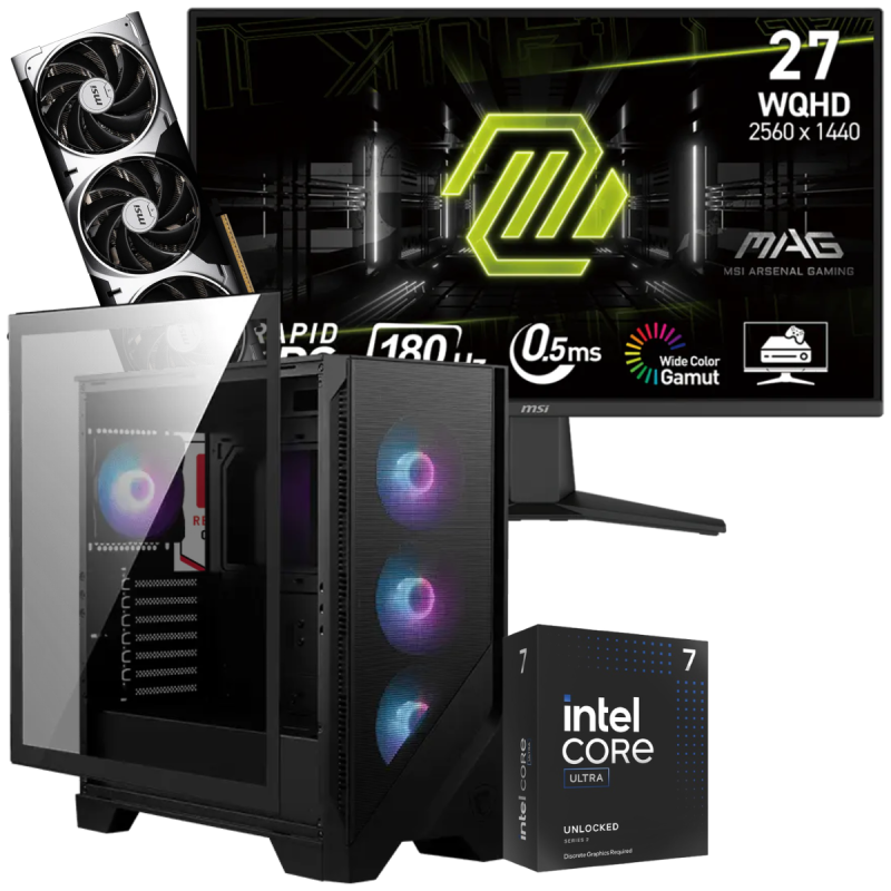 Setup Gamer Special Pc de Bureau Gaming / Ultra 7 265KF / RTX 5070 12G / 32 Go Avec Écran Gaming MSI MAG 275QF 27" WQHD IPS / 180 Hz