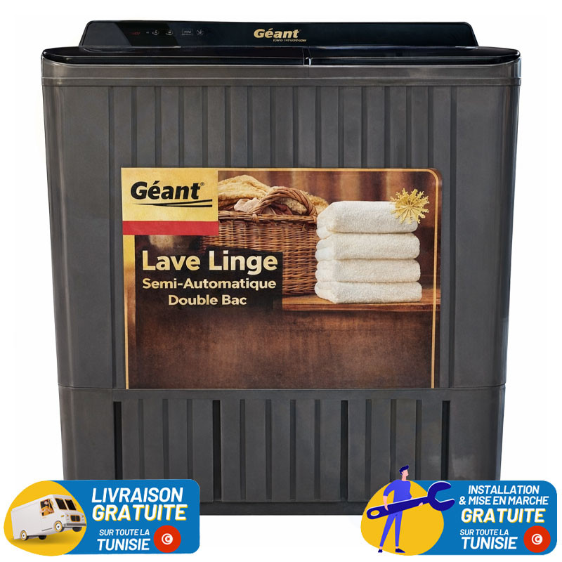 Machine à laver GEANT semi automatique 12 KG / Noir + Pompe