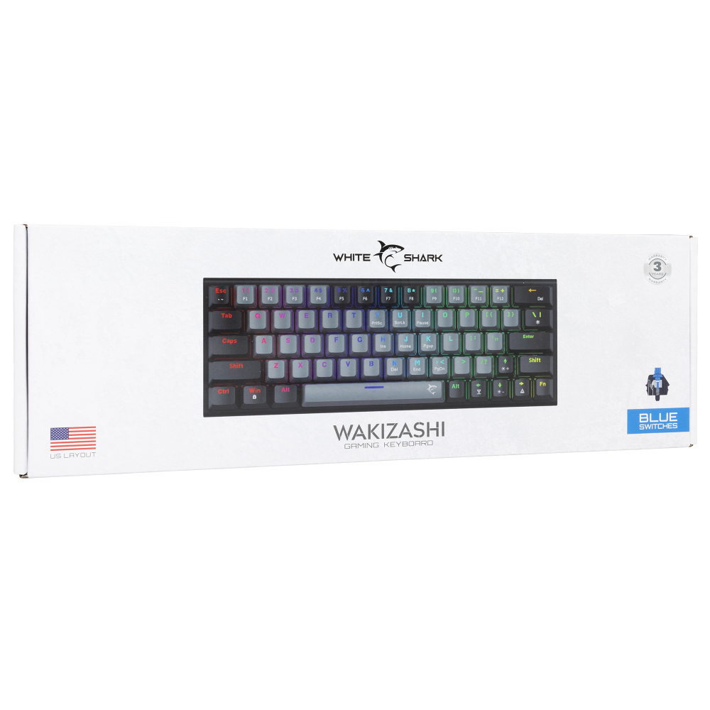 White Shark KEYBOARD GK-002721V2 WAKIZASHI /GREY-BLACK  BLUE SWITCHES