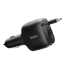 Chargeur de voiture rétractable Belkin BoostCharge 75 W à 2 ports / noir