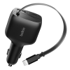 Chargeur de voiture rétractable Belkin BoostCharge 75 W à 2 ports / noir
