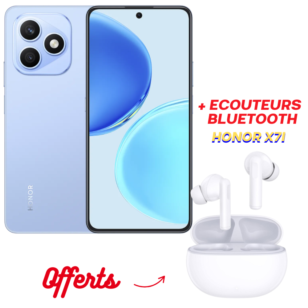 SMARTPHONE HONOR X8D 4G / 16Go / 256G / Bleu + Écouteurs Bluetooth Honor X7I Offerts