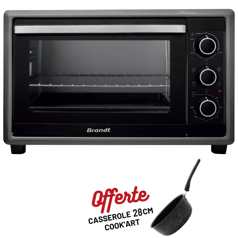 Four Electrique Brandt FC26MUB / 26L / Noir + CASSEROLE 28CM Cook'Art Gratuite