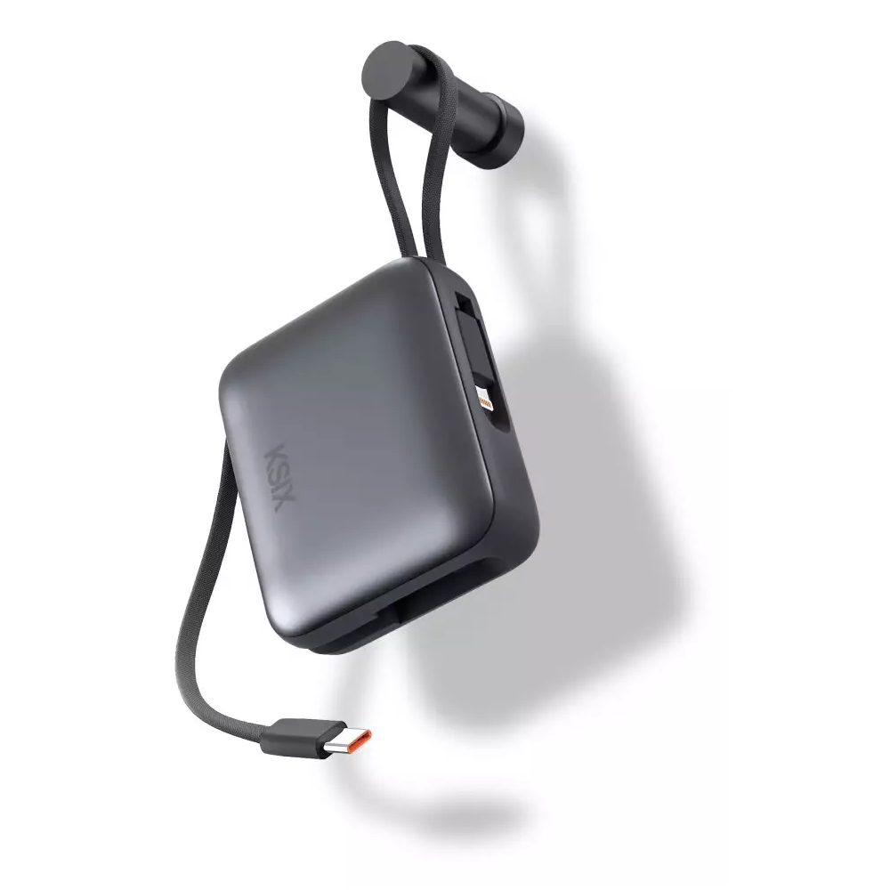 Power Bank KSIX 10 000 mAh, charge rapide 22,5 W, câbles Lightning intégre