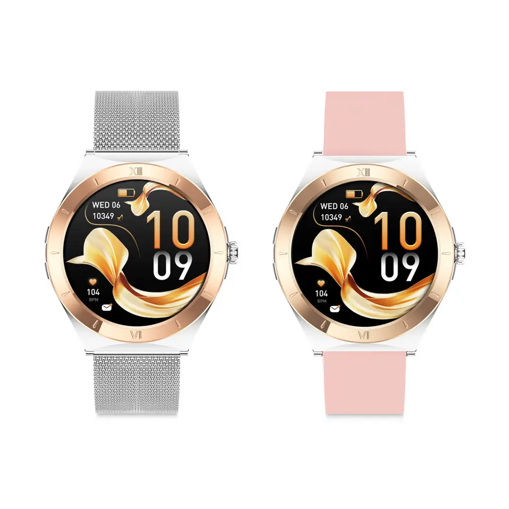 Montre Connectee Ksix Lya Rose & Silver 1,19" / 2 Bracelets (metal + Silicone)