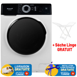 Lave Linge Frontal BRANDT 10.5kg / Blanc + Sèche Linge plastique Gratuit