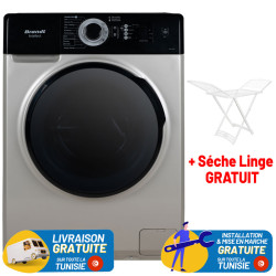 Lave linge Frontale Brandt BAM74SBL 7Kg / Silver / édition noir + Sèche Linge plastique Gratuit