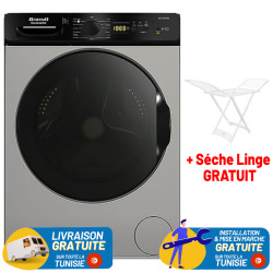Machine à Laver BRANDT 12Kg INVERTER / Silver + Sèche Linge plastique Gratuit