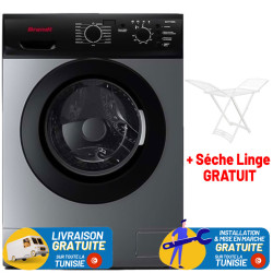 Machine À Laver Frontale BRANDT 7KG / 1000 TRS / SILVER + Sèche Linge plastique Gratuit (G-SEP)