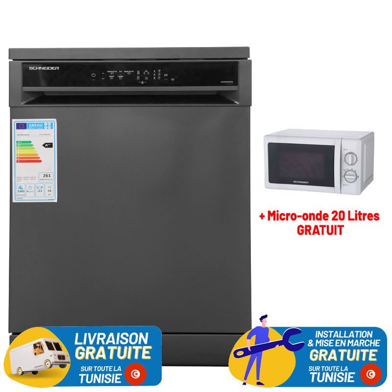 Lave vaisselle Schneider 13 couverts Silver + Micro-onde 20 Litres GRATUIT