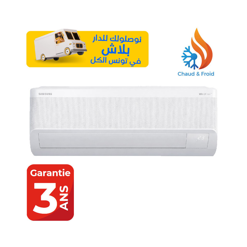 Climatiseur Samsung 12 000 BTU / INVERTER / Chaud Froid / Technologie WindFree