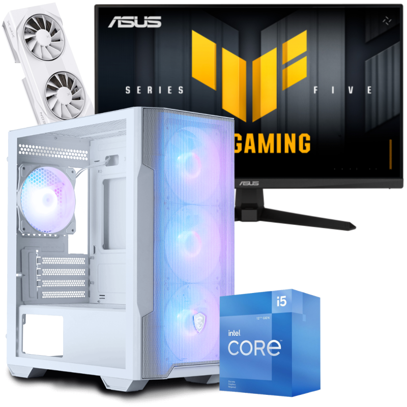 Setup Gamer Special Pc de Bureau Gaming / i5-12400F / RX 9060 XT 8G / 32 Go Avec Écran Gaming Asus TUF VG257Q5A 24.5" Full HD VA / 200 Hz