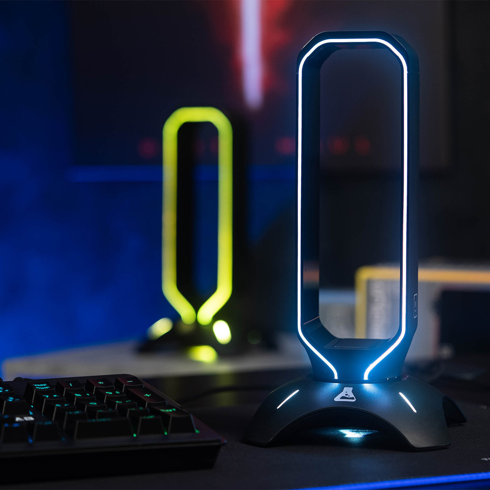 SUPPORT CASQUE G-LAB RGB 2USB UB / BLACK