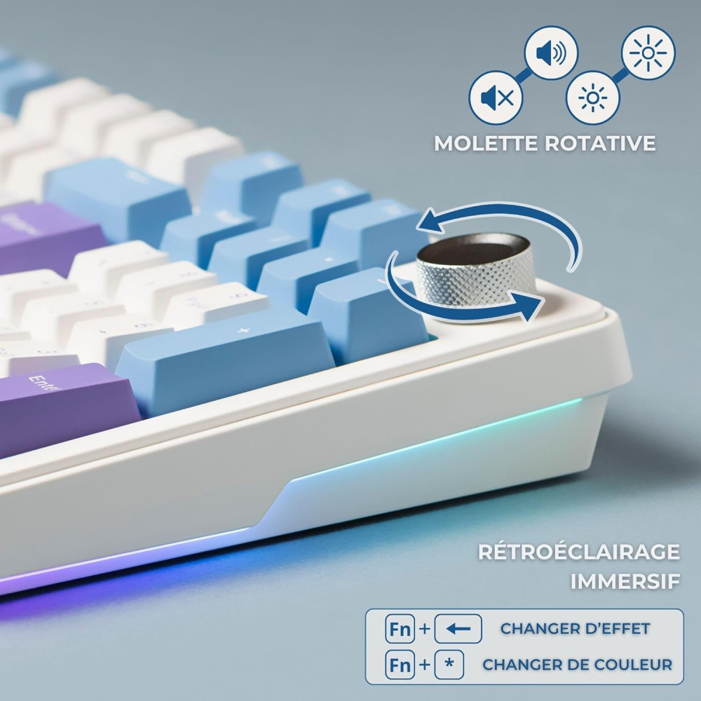 Clavier gaming G-LAB KEYS ELITE 400 RGB WHITE/BLUE
