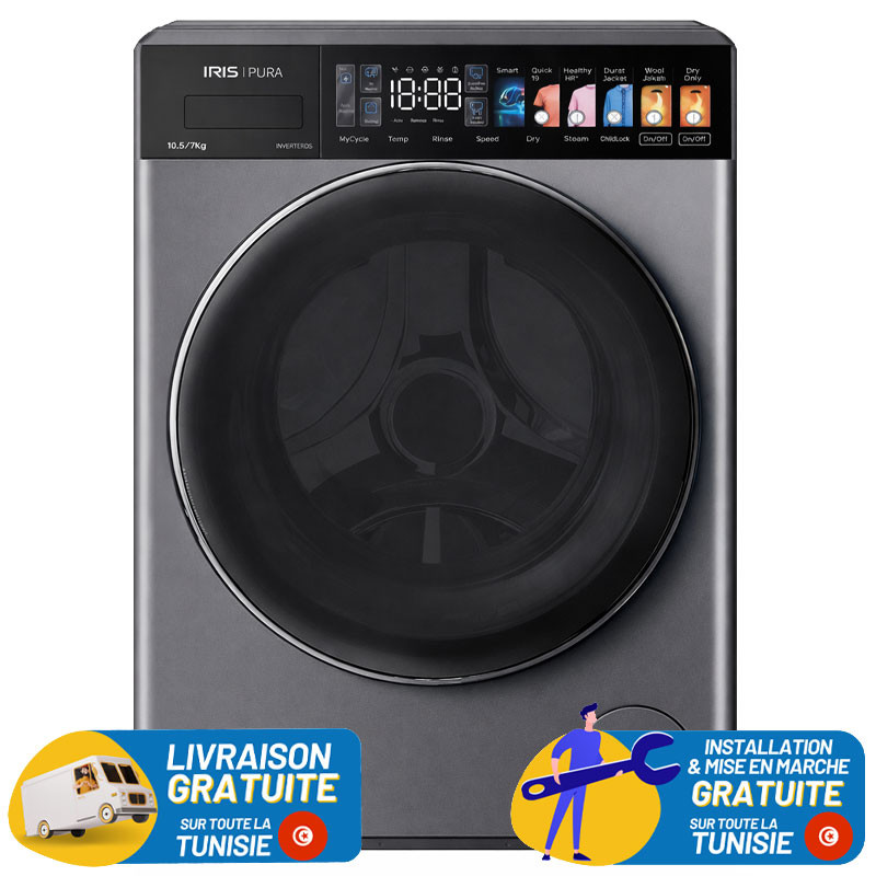 MACHINE à Laver PURA Lavante séchante 10,5/7 KG / DARK SILVER