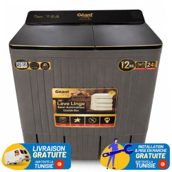 Machine à laver GEANT semi automatique 12 KG / Noir + Pompe